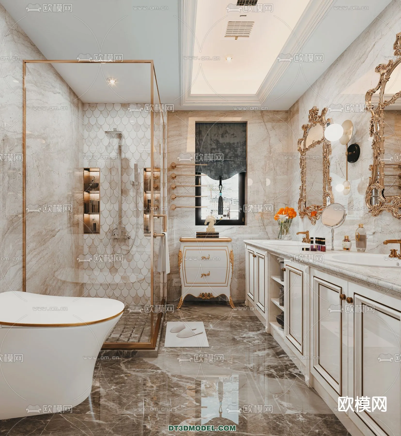 Toilet - WC - France Style - Interior 3D Scene - 003