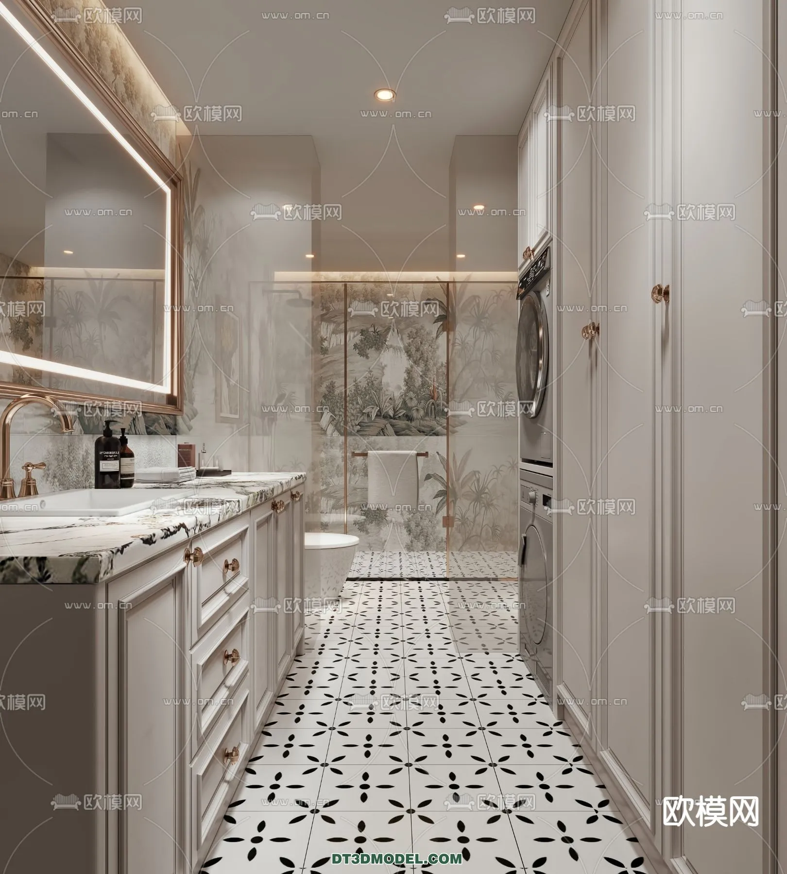 Toilet - WC - France Style - Interior 3D Scene - 004