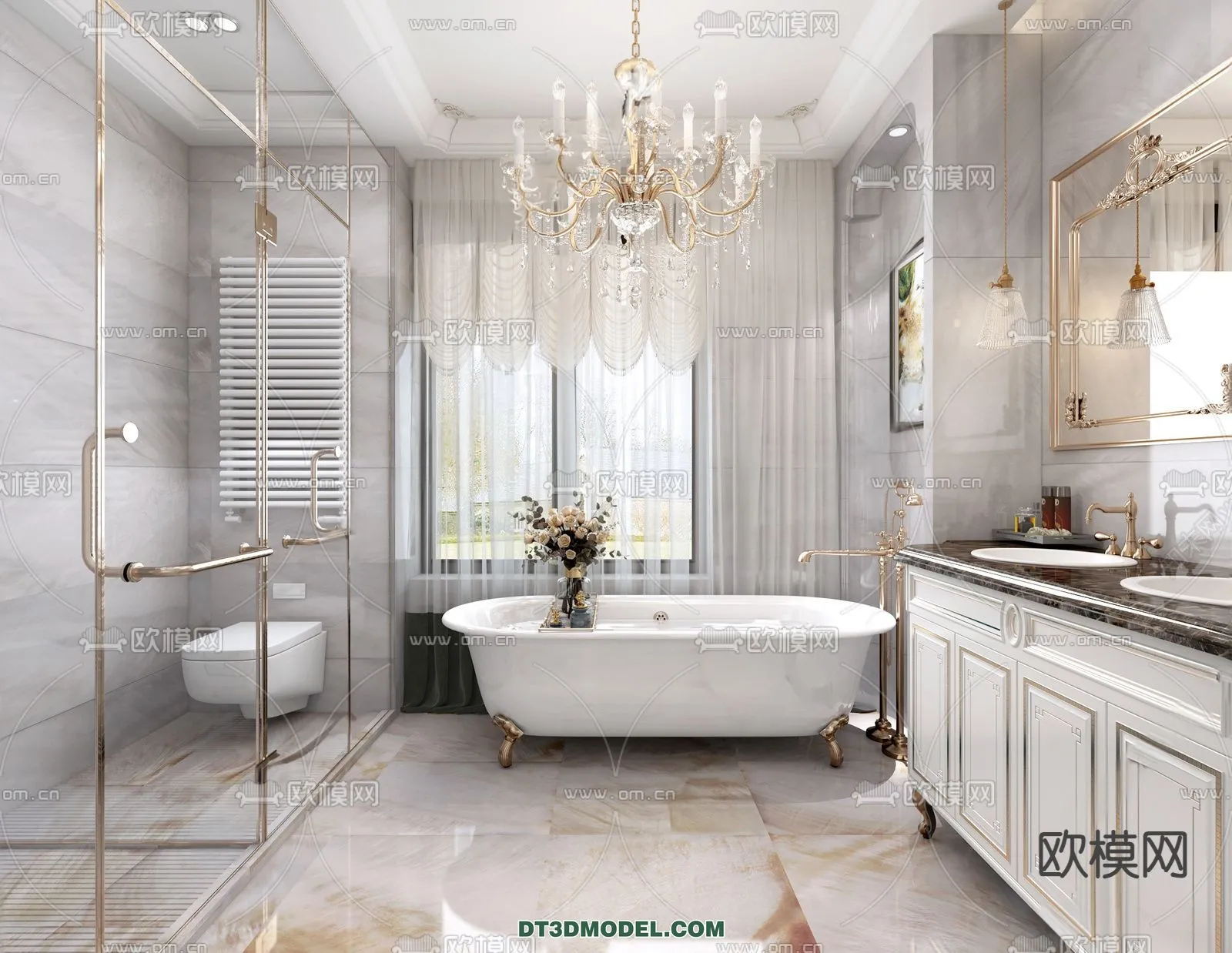 Toilet - WC - France Style - Interior 3D Scene - 009