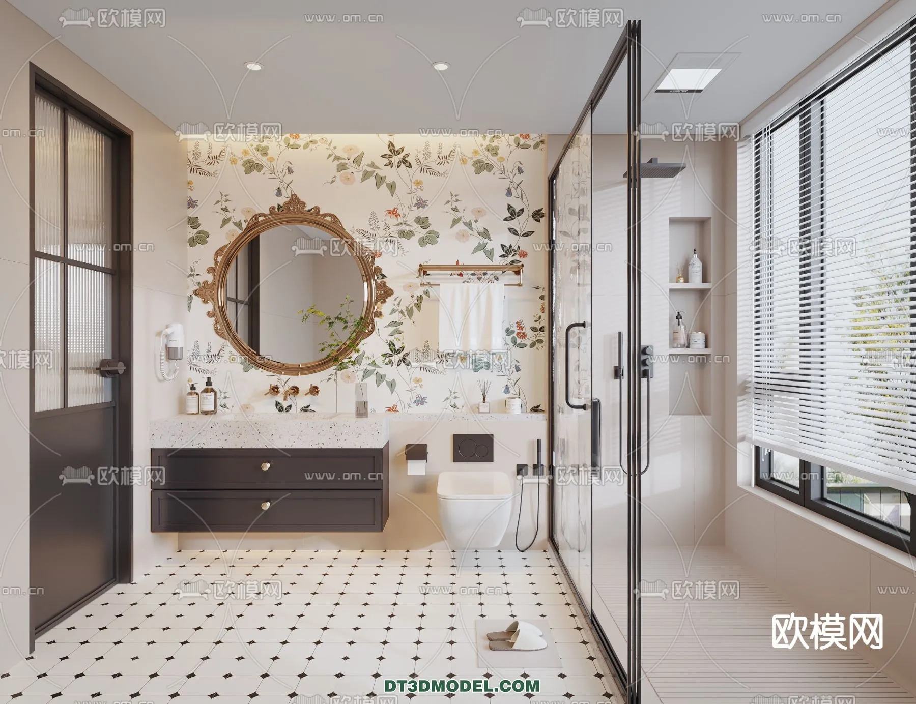 Toilet - WC - France Style - Interior 3D Scene - 014