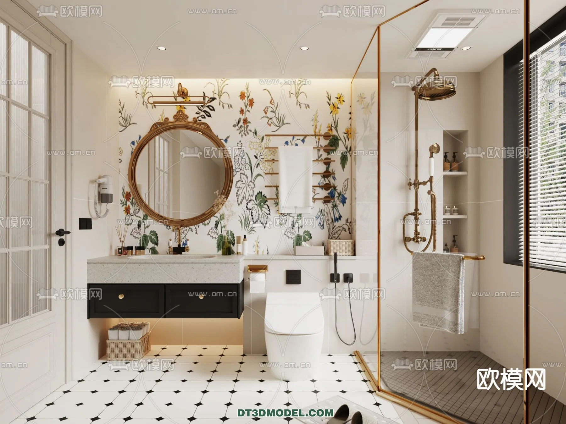 Toilet - WC - France Style - Interior 3D Scene - 036