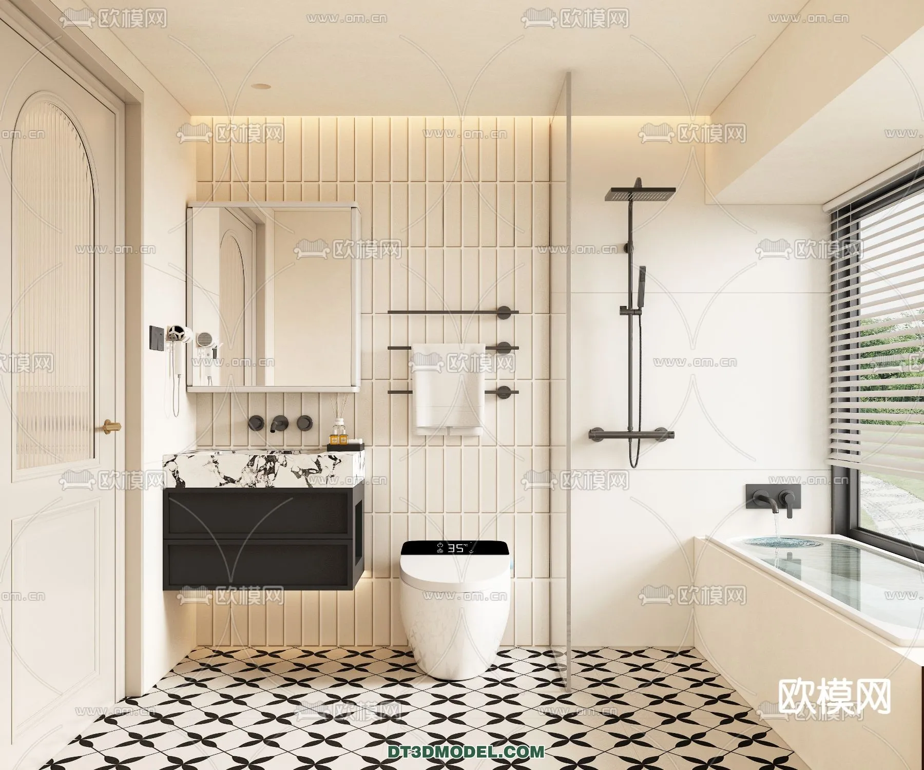 Toilet - WC - France Style - Interior 3D Scene - 058