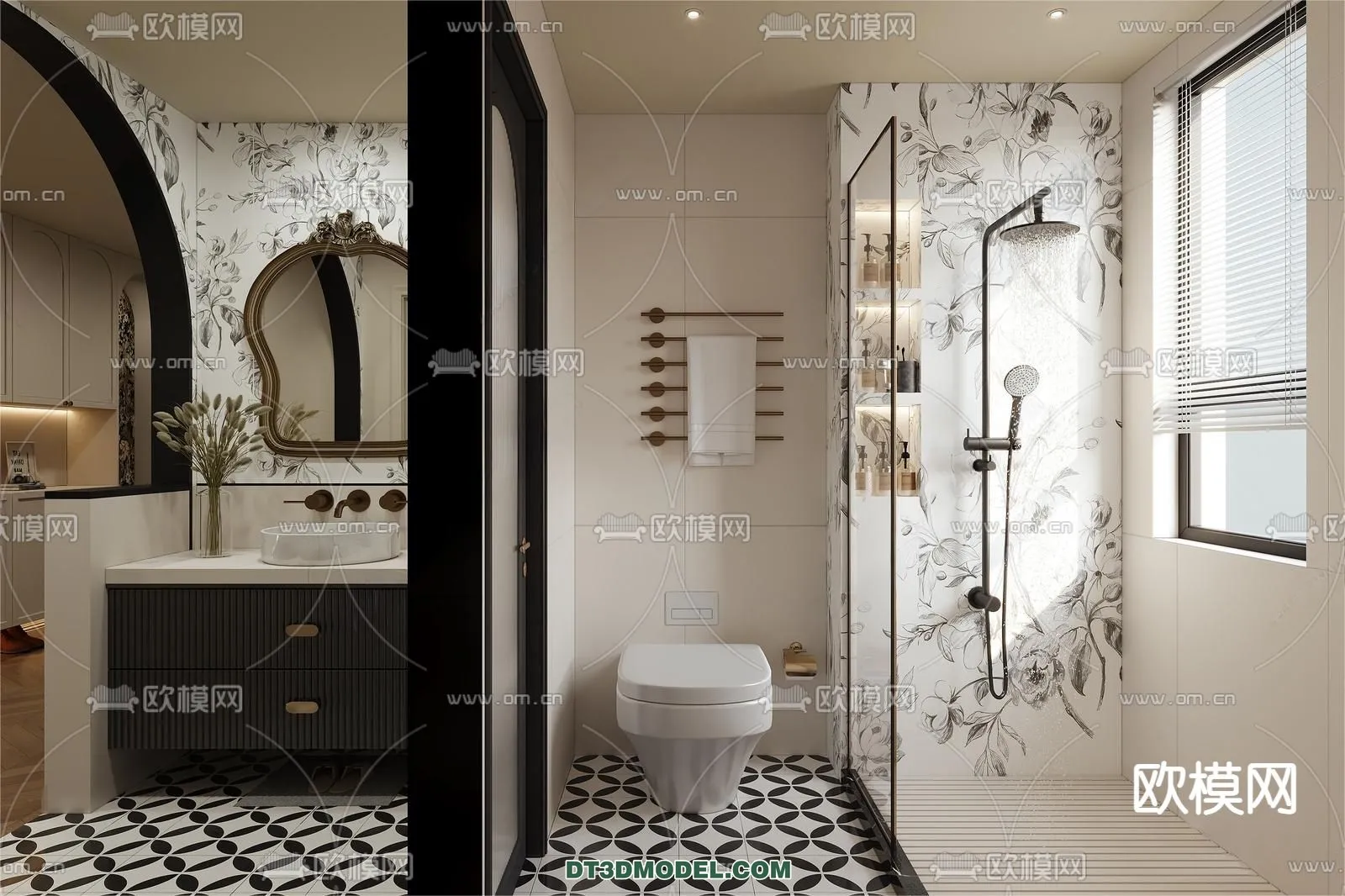 Toilet - WC - France Style - Interior 3D Scene - 079