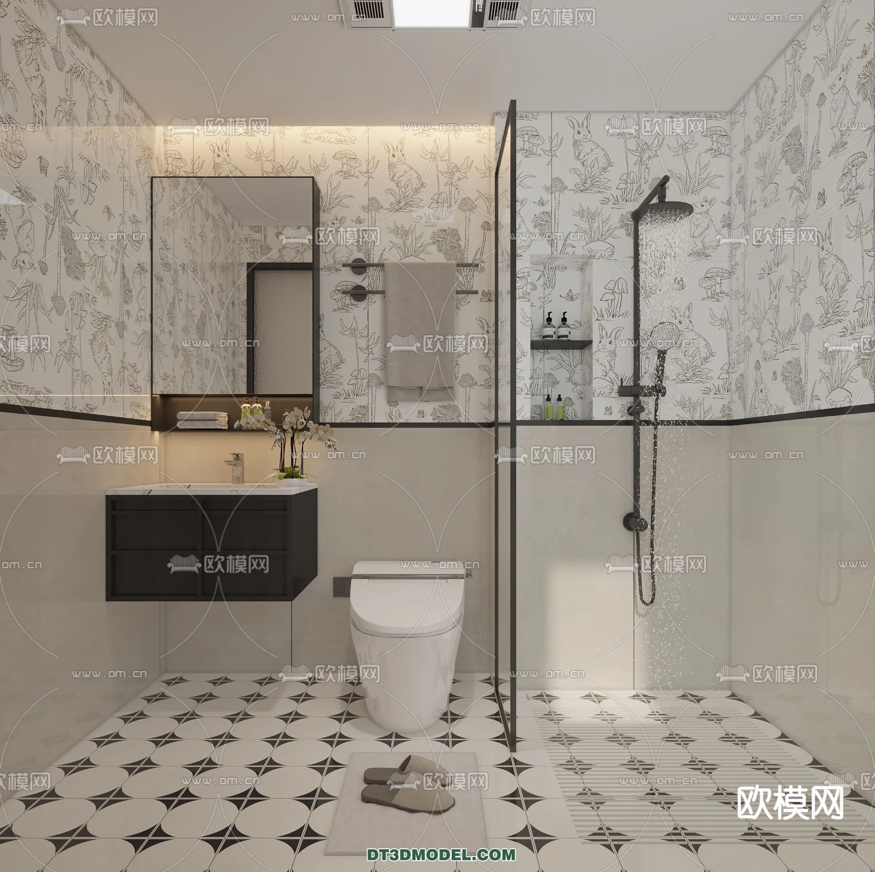 Toilet - WC - France Style - Interior 3D Scene - 091