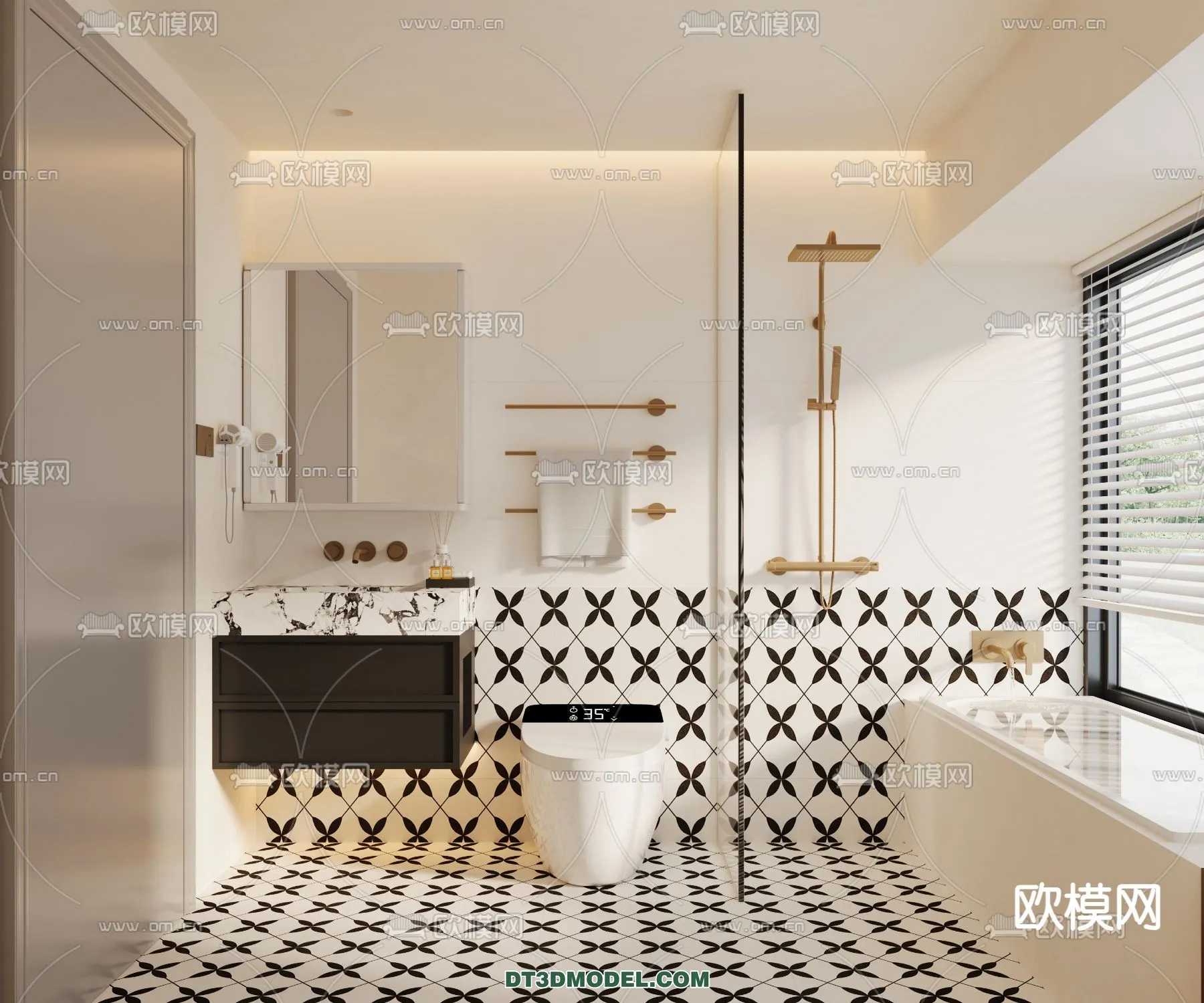 Toilet - WC - France Style - Interior 3D Scene - 097