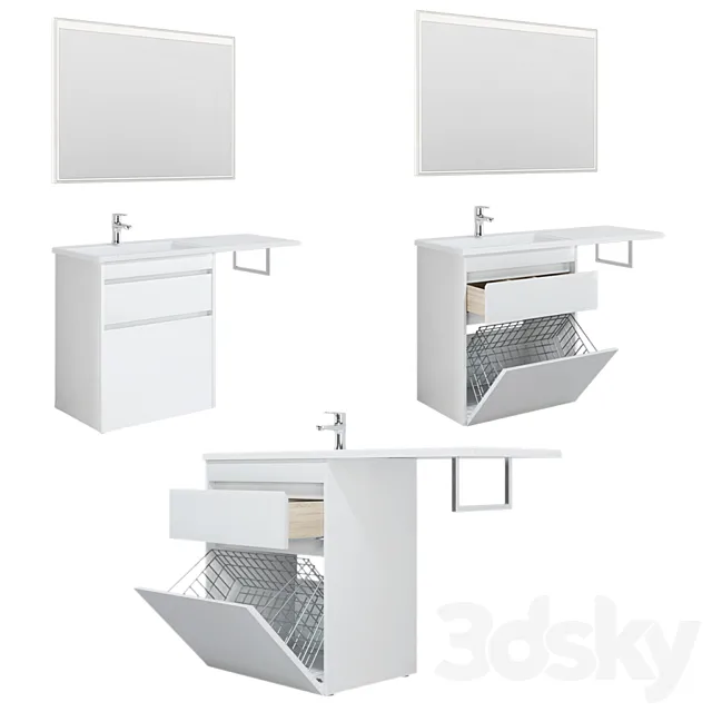 Tokyo floor furniture set with bk 110_120_130 L _ R 3D Model