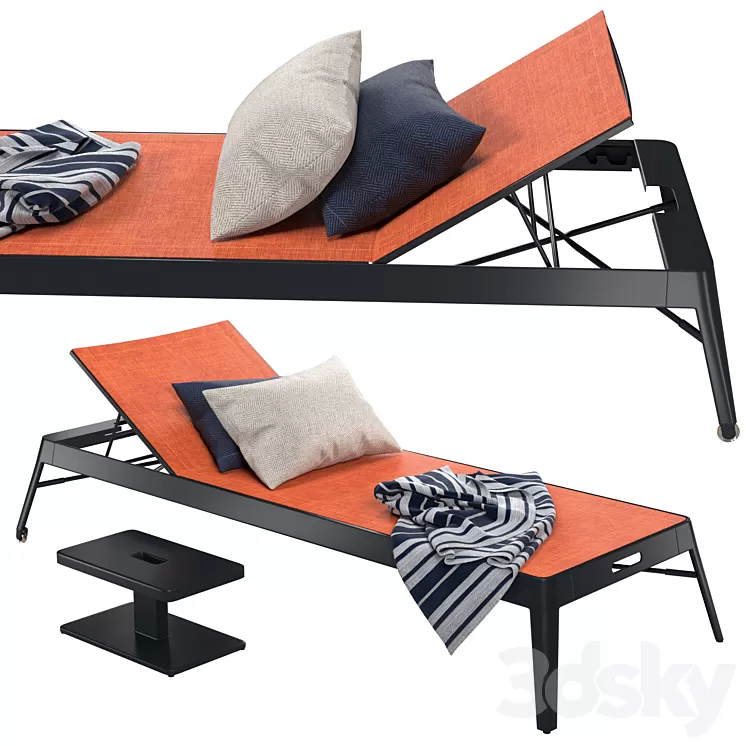 Tolix Azur Sun Lounger + Side Table 3D Model