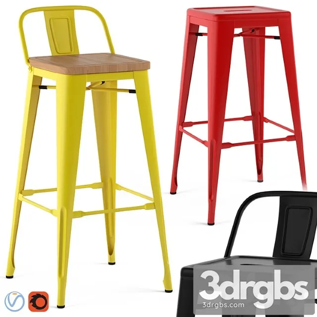 Tolix stools 2 3D Model Free