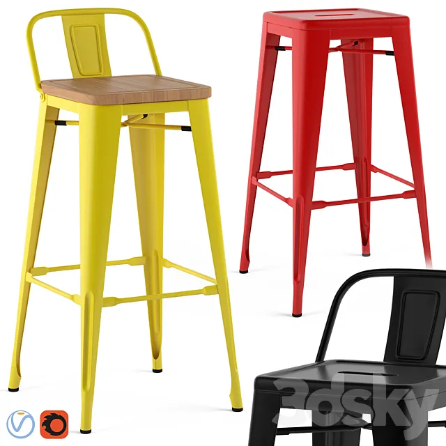 Tolix stools 3D Model
