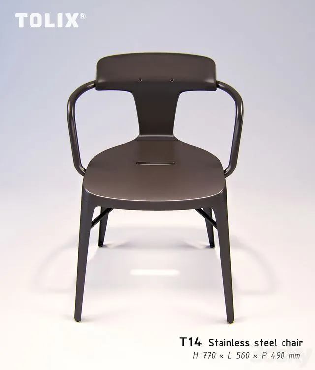 Tolix t14 stainless steel 3D Model
