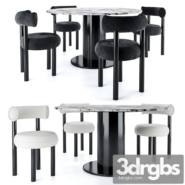 Tom dixon fat dining chair & tube wide dining table 2 3D Model Free