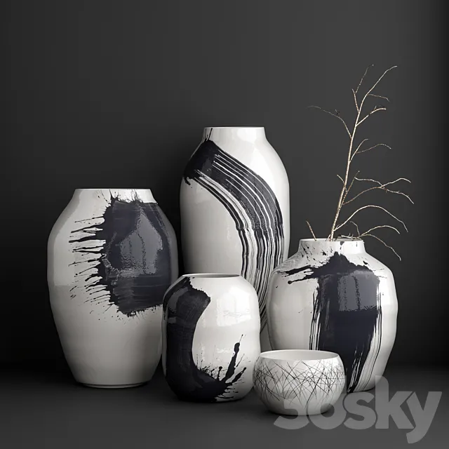 Tom Kemp's vases set 3D Model