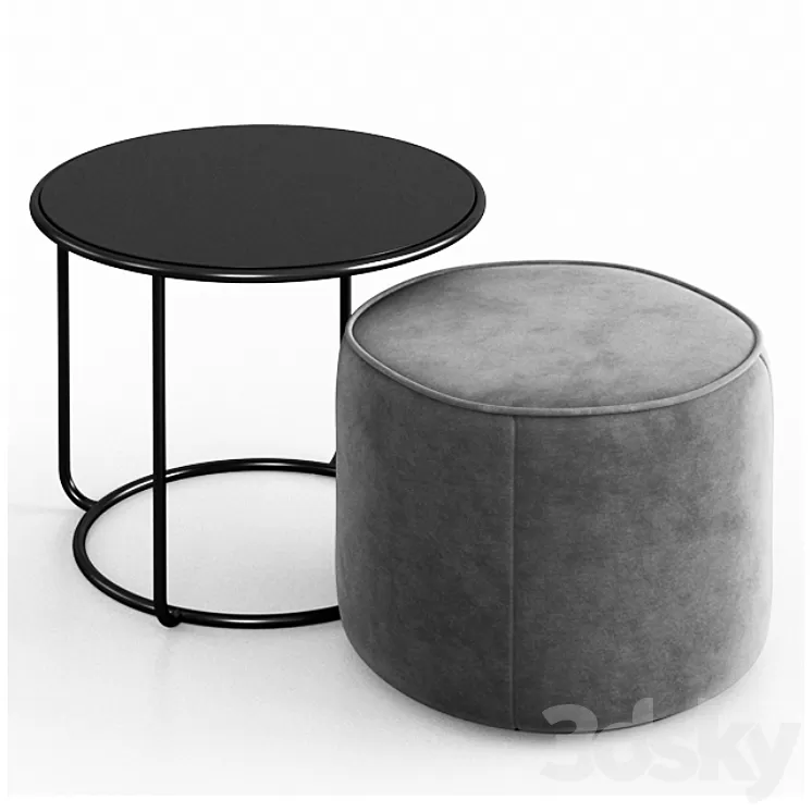 Tom pouf & side table 3D Model