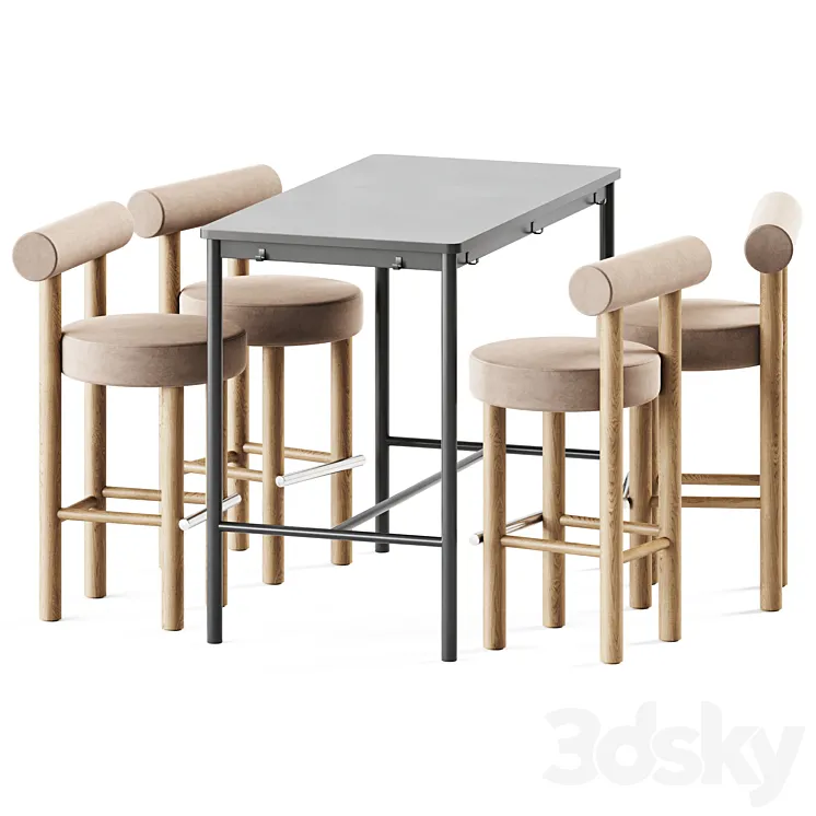 Tommaryd table by Ikea and Counter Bar Gropius CS2 by Noom 3D Model Free