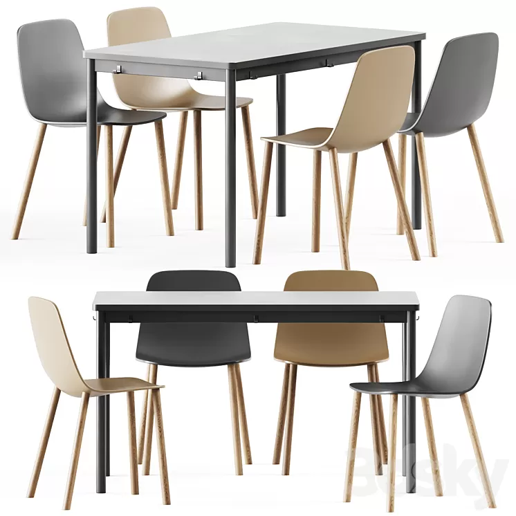 Tommaryd table by Ikea and Maarten Plastic Chair by Viccarbe 3D Model