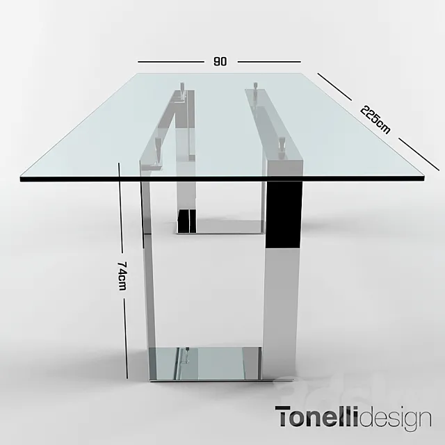 Tonelli Design MILES Rectangular glass table 3D Model