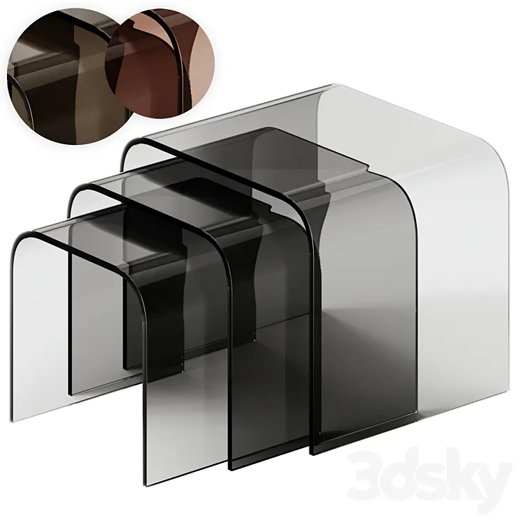 Tonin Casa ANEMONE Glass coffee tables Set 3D Model Free