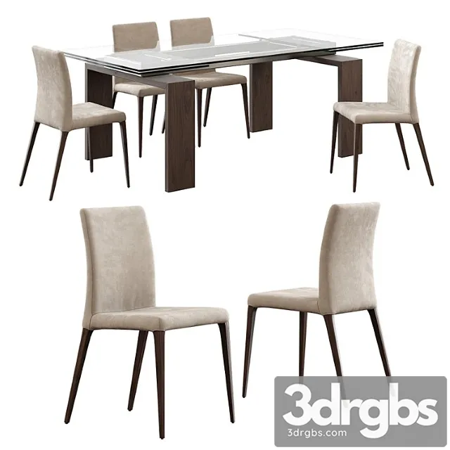 Tonin Casa Aragona Chair Brooklyn Table 3D Model Free