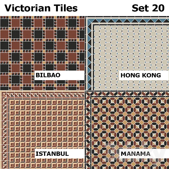 Topcer Victorian Tiles Set 20 3D Model