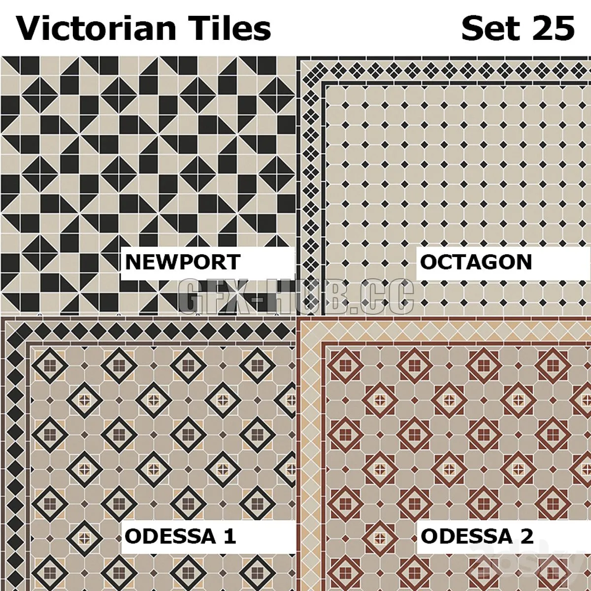 Topcer Victorian Tiles Set 25 3D Model