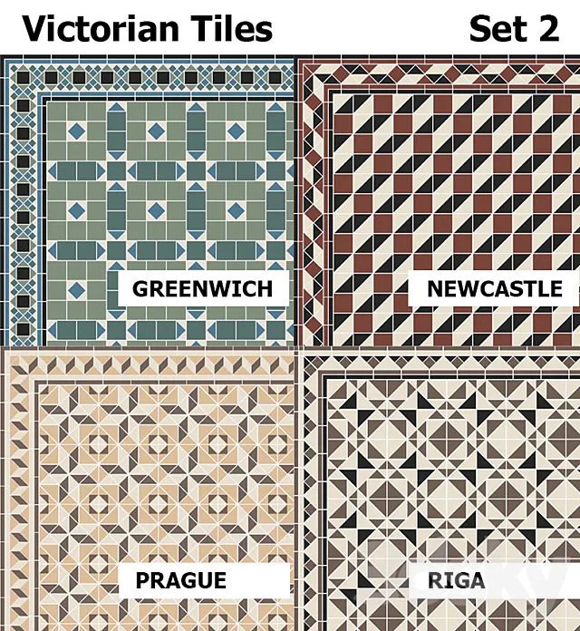 Topcer Victorian Tiles Set2 3D Model