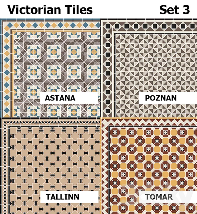 Topcer Victorian Tiles Set3 3D Model