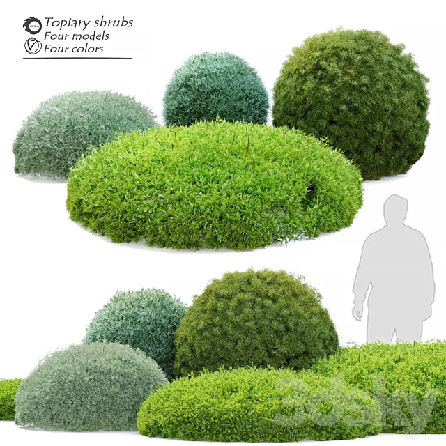 Topiary shrubs 3D Model