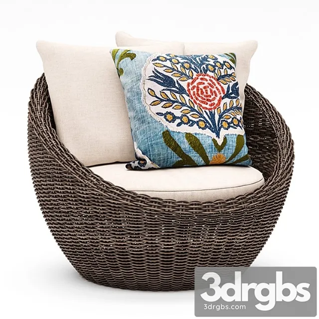 Torrey All Weather Wicker Papasan Chair Espresso 3D Model Free