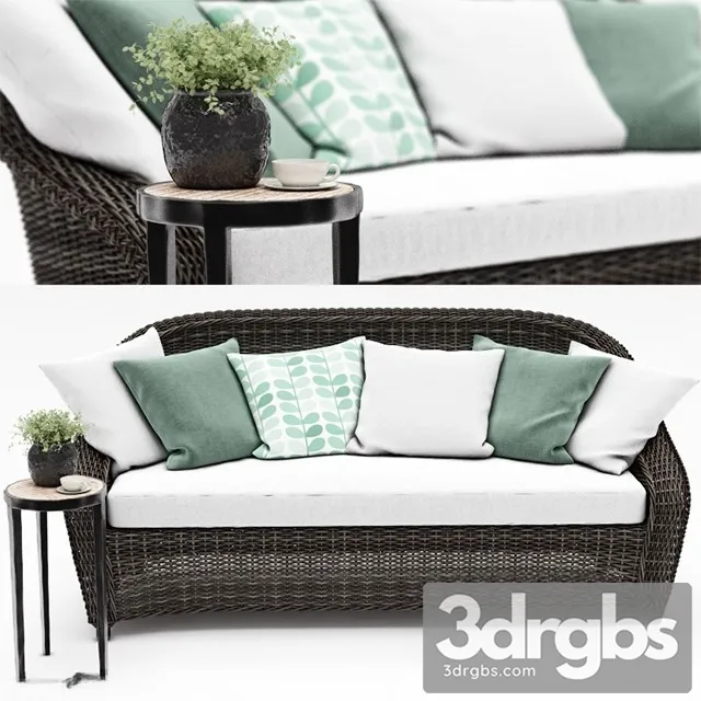 Torrey Weather Wicker Roll Sofa 3D Model Free