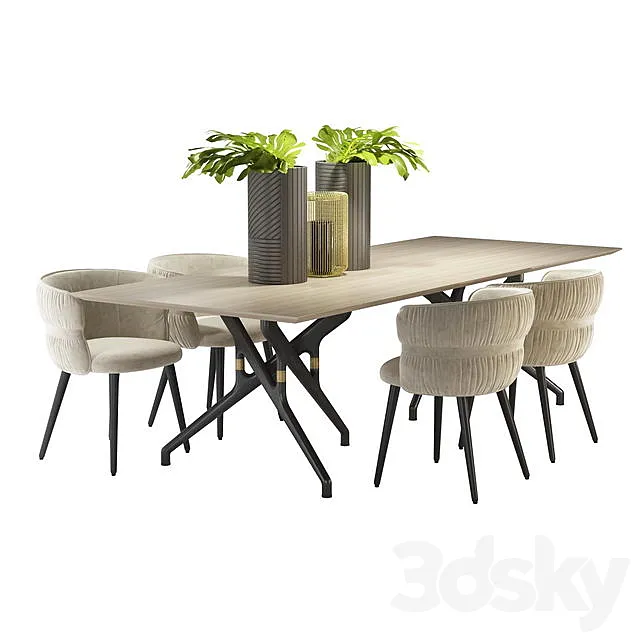 TORSO TABLE 837 _ TR AND POTOCCO COULISSE ARMCHAIR 3D Model