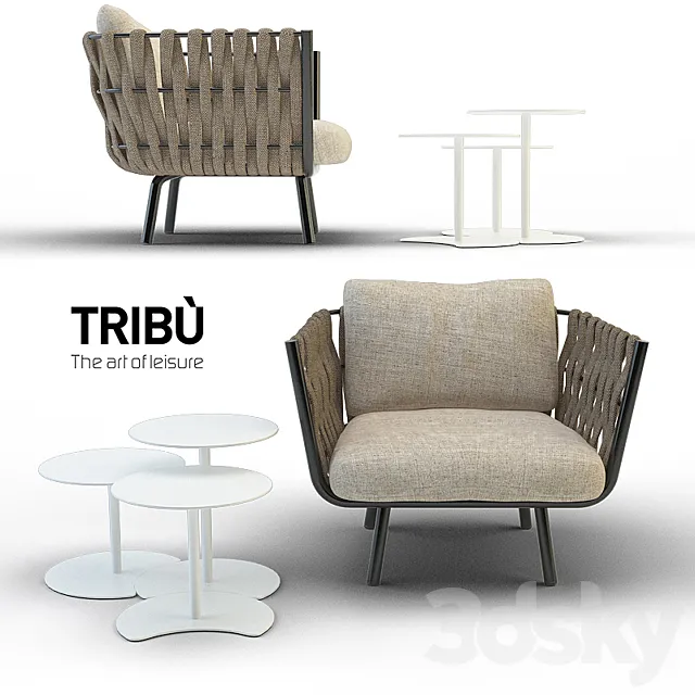 Tosca club chair _ drops side table 3D Model