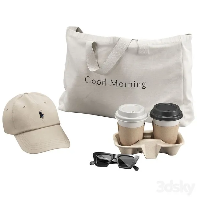 Tote Bag & Paper Cups 3D Model