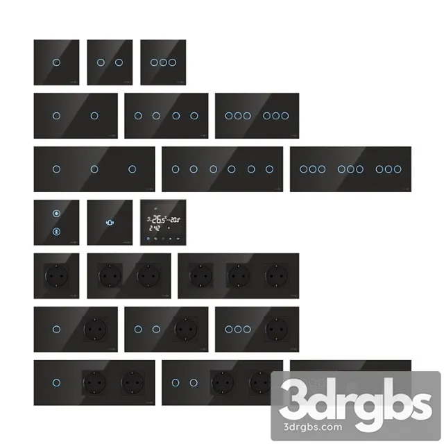Touch Me Sockets and Switches Black 3D Model Download