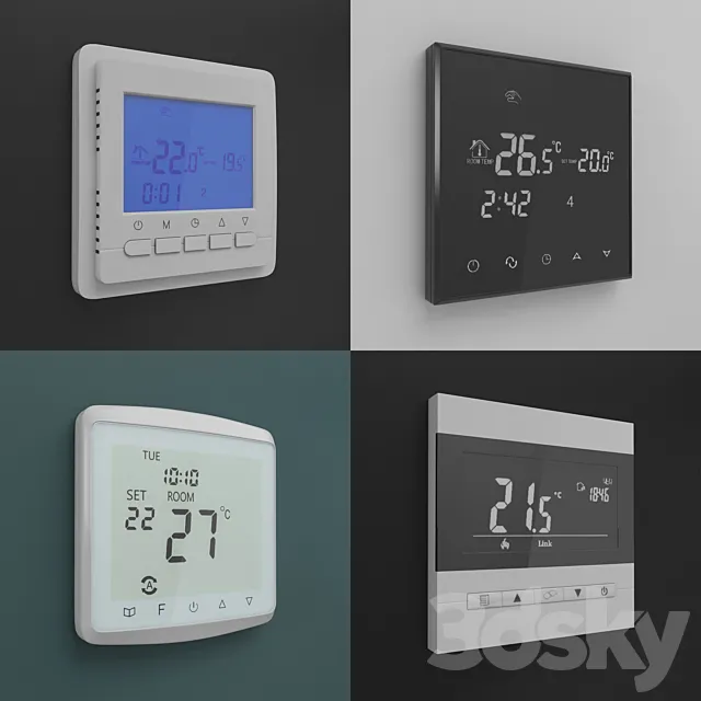 Touch Screen Thermostats 3D Model