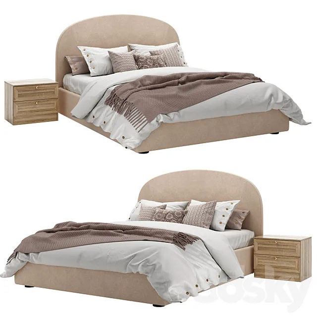 Toulouse bed and Mayer bedside table from Divan.ru 3DModel