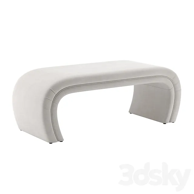 TOV Kenya Light Gray Velvet Bench 3DModel