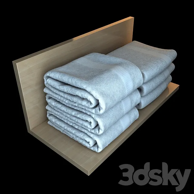 Towels on a shelf 3D Model