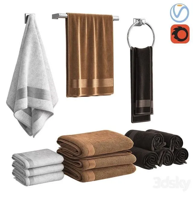 Towels set for bathroom 3D Model