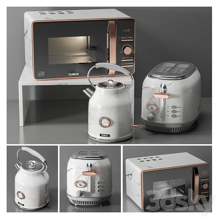 Tower Rose Gold Set 3D Model