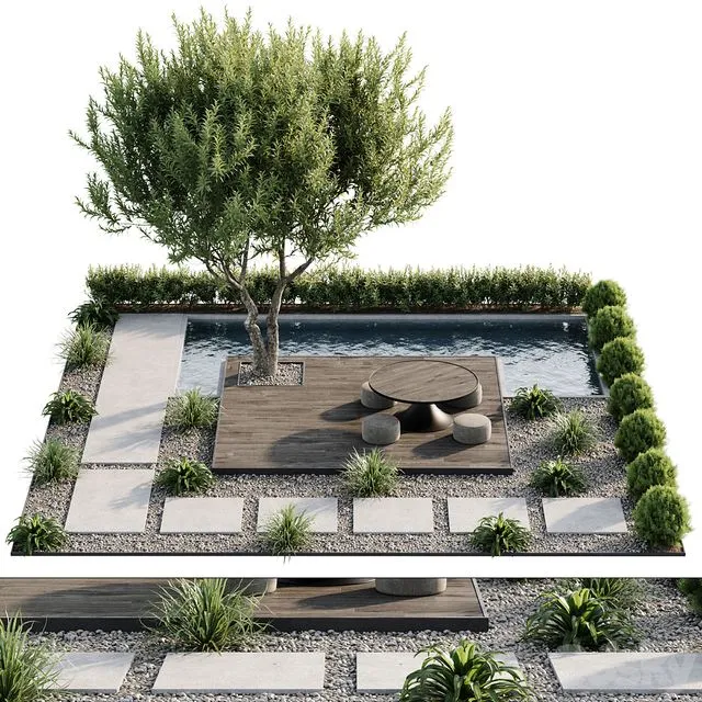 Town Square and Outdoor Plants 6 3D Model