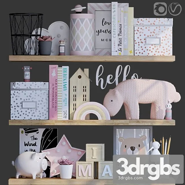 Toy Decorative Set For Baby Girl 3D Model Free