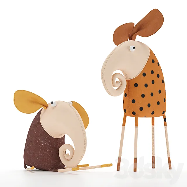Toy elephant boy and girl 3DModel
