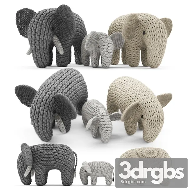 Toy Knitted Elephants Toys 3D Model Free