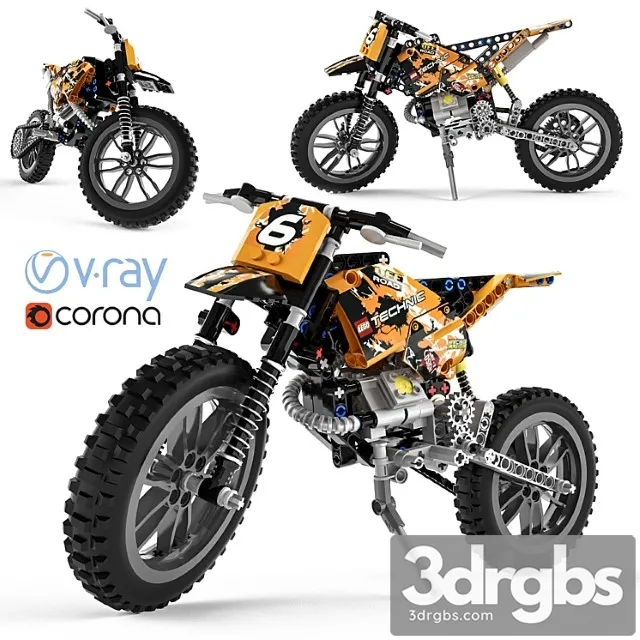 Toy Lego Technic Moto Cross bike 3D Model Free