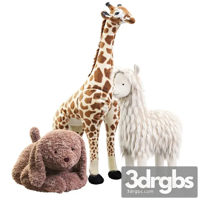 Toy Pottery Barn Plush Liama Labradoodle Giraffe 3D Model Free