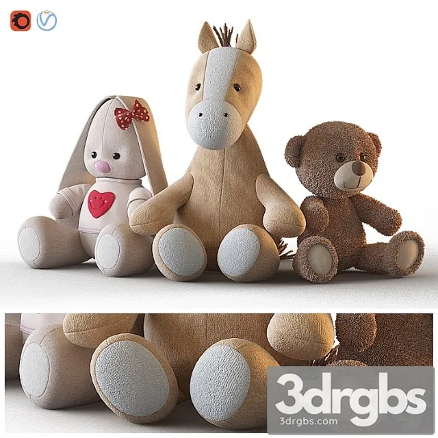 Toy Three Plush Toys 3D Model Download