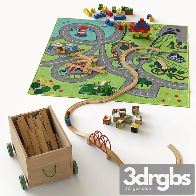 Toy Toys on the carpet for the nursery 3D Model Free
