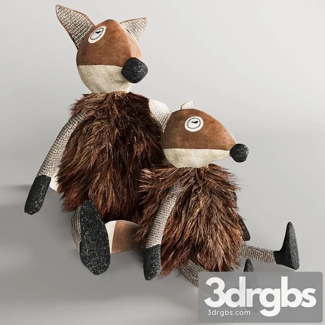Toy Wooly plush fox 3D Model Free