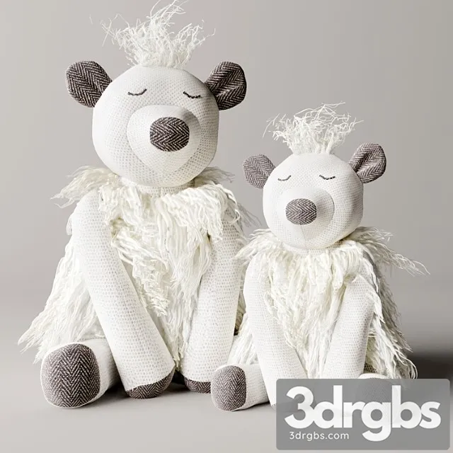 Toy Wooly plush polar bear 3D Model Free