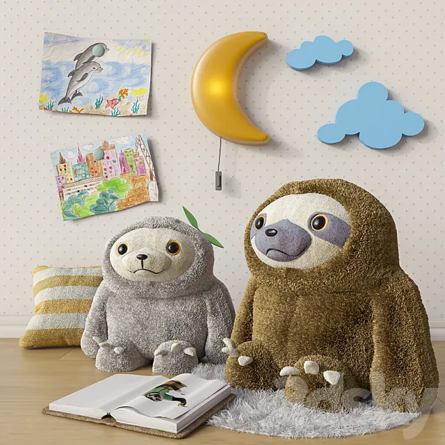 Toys and accessories for a children's room set 1 3D Model